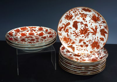 Group of Chinese Iron Red Porcelain Plates