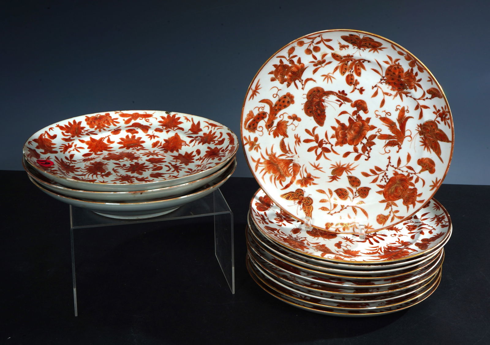 Group of Chinese Iron Red Porcelain Plates (1 of 7)