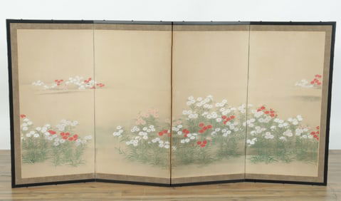 Japanese Watercolor 4-Panel Screen