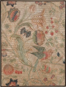 17th C. Style Embossed Leather Panel