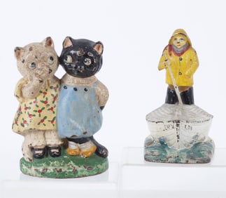 Victorian Painted Cast Iron Figural Doorstops