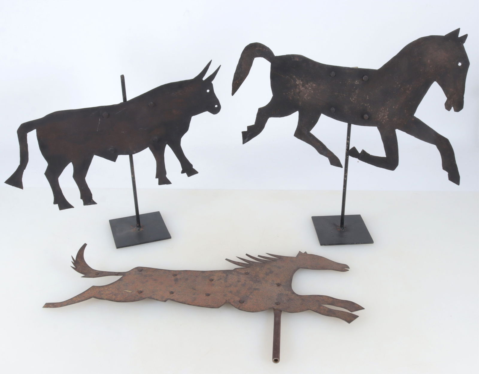 Three Metal Horse & Bull Silhouettes (1 of 6)