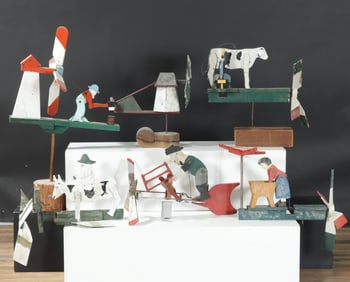 Six American Folk Art Whirly Gigs