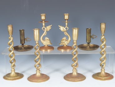 Four Pairs of Brass Candlesticks - 19th C