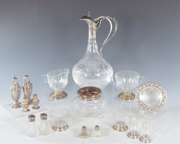 Group of Sterling Silver and Glass Tableware
