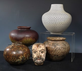 American Art Pottery Vases & Saints Bust