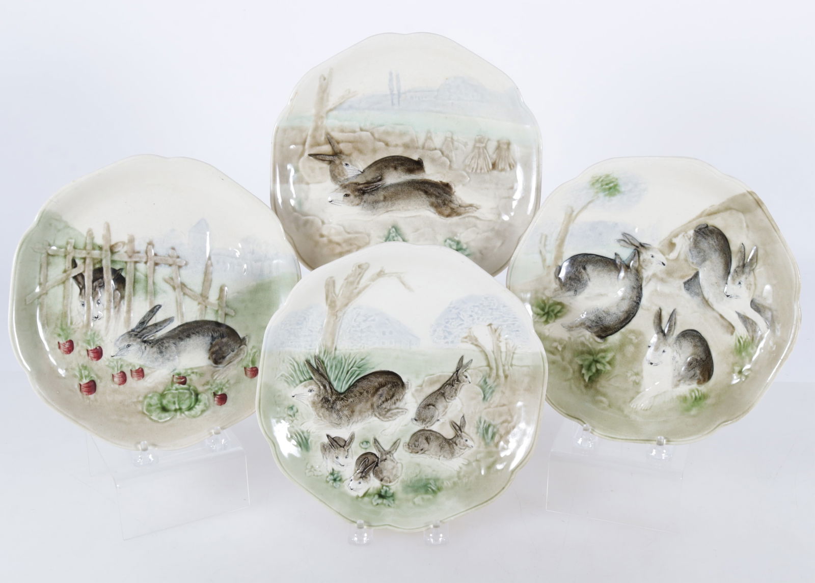 4 Choisey-le-Roi Majolica Rabbit Plates (1 of 7)