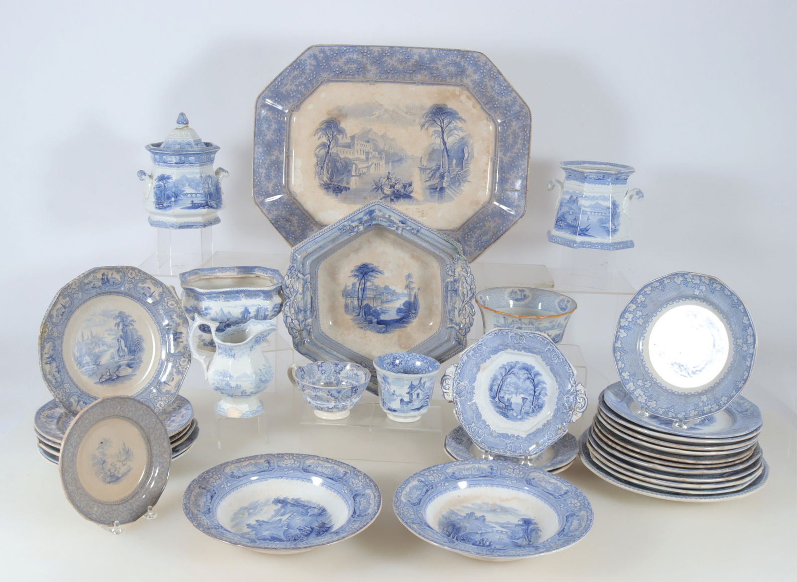 Group of English Transfer Print Dinnerware 19th C (1 of 10)