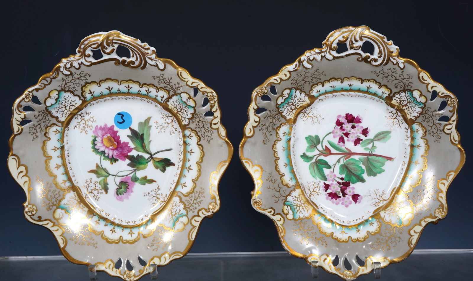 Pair English Hand-Painted Porcelain Serving Plates (1 of 5)