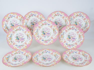 10 Minton Chinese Tree Dinner Plates - L. 19th C
