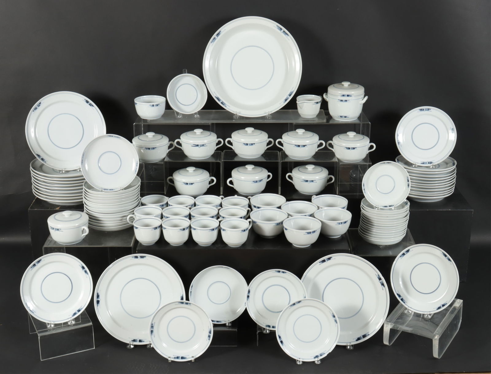 91 Pcs. Royal Copenhagen - Gemina Partial Dinner Svc: Royal Copenhagen - 91-Pc. Gemina Partial Dinner Service, designed by Gertrud Vasegaard in the 60's Largest bowl 12.75" Dia.