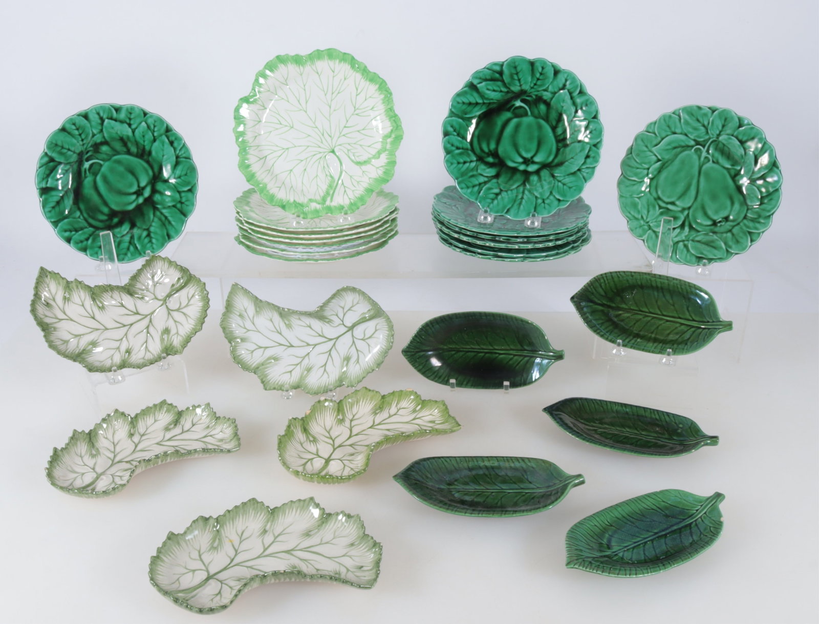 Group of English & French Plates and Trays: Group of English & French Plates and Trays. Including Wedgwood salad plates, Belo Portugal leaf tip trays. Salad plates 7.5" diameter