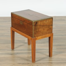 English Brass Mounted Walnut Lap Desk on Stand