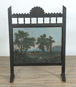 Aesthetic Movement Black Painted Fire Screen