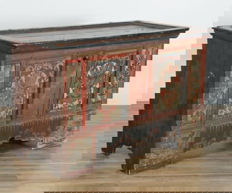 Tyrolean Polychrome Pine Blanket Chest