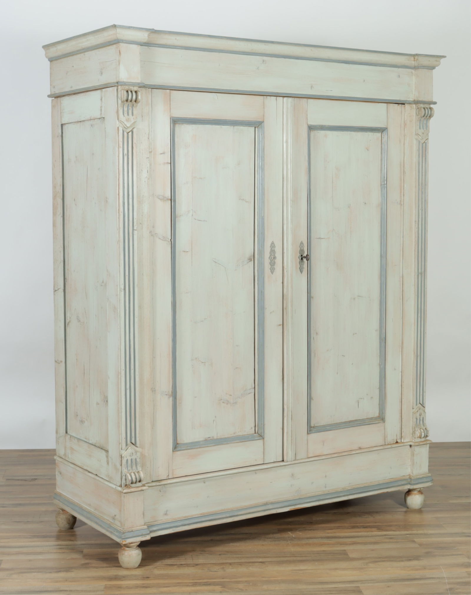 Swedish Style Blue Paint Decorated Armoire (1 of 8)