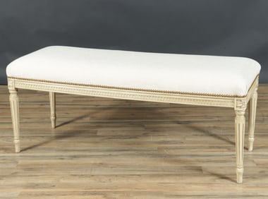 Louis XVI Style Cream Painted Bench