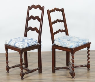 Two French Provincial Style Mahogany Hall Chairs