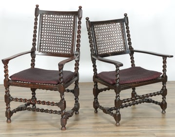 Pair of English Baroque Style Armchairs