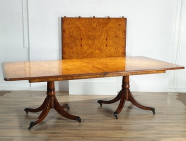 George III Style Burl Walnut Dining Table