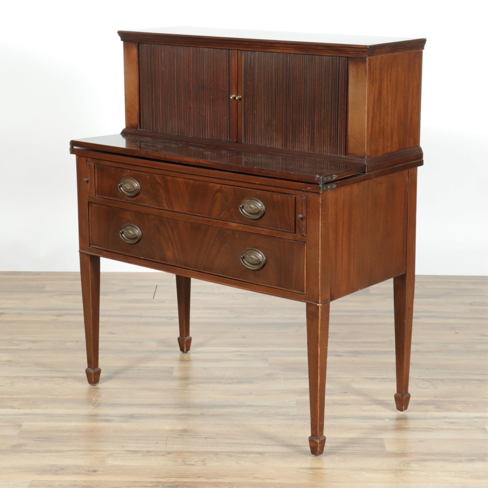 Thomas Seymour Style Federal Tambour Desk: Thomas Seymour Style Federal Tambour Mahogany Desk 42.5" H x 36" W x 19" D