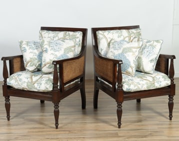 Pair of Regency Style Anglo-Indian Teak Armchairs
