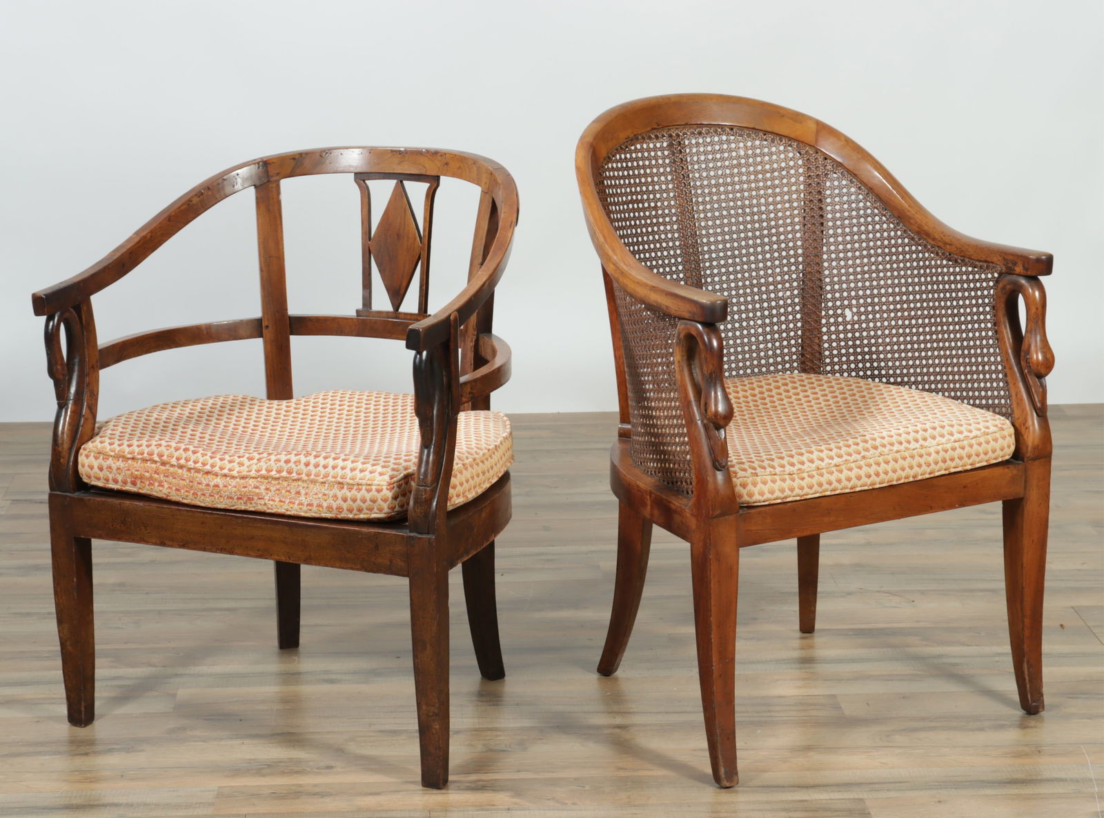 Two Empire Style Walnut Tub Chairs (1 of 7)