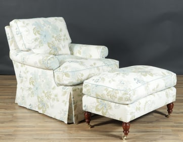 Custom George Smith Style Armchair & Ottoman