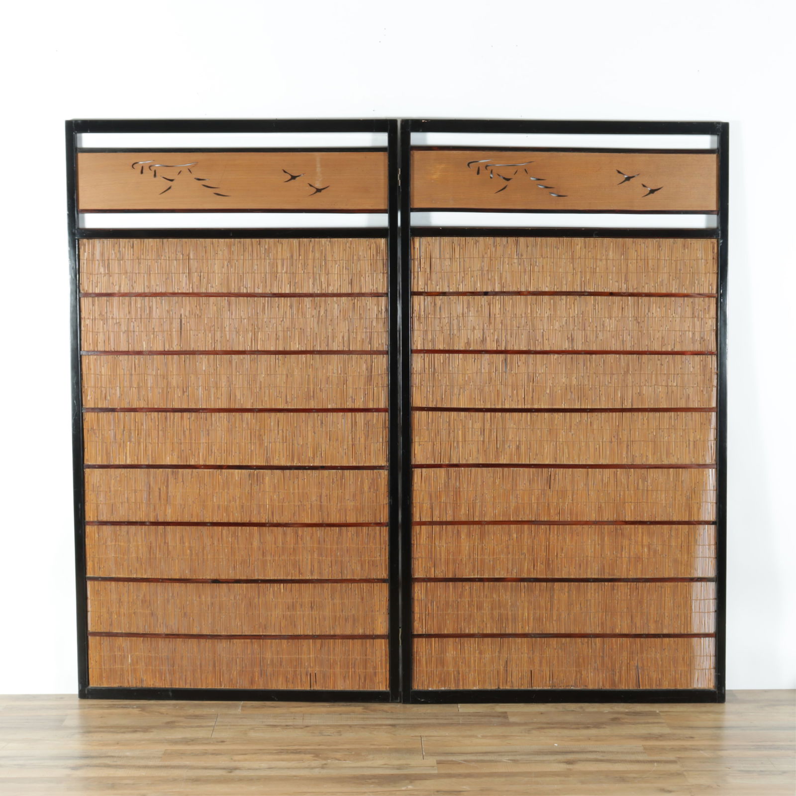 Japanese Pine and Black Lacquer 8-Panel Screen (1 of 6)