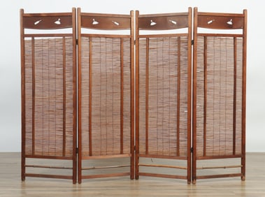 Japanese Pine and Bamboo Reed 4-Panel Screen