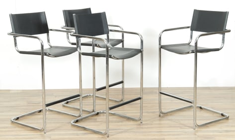 Four Mart Stam Chrome & Leather Bar Stools