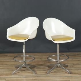 Hamilton Gesso - Pair Swivel Bar Stools