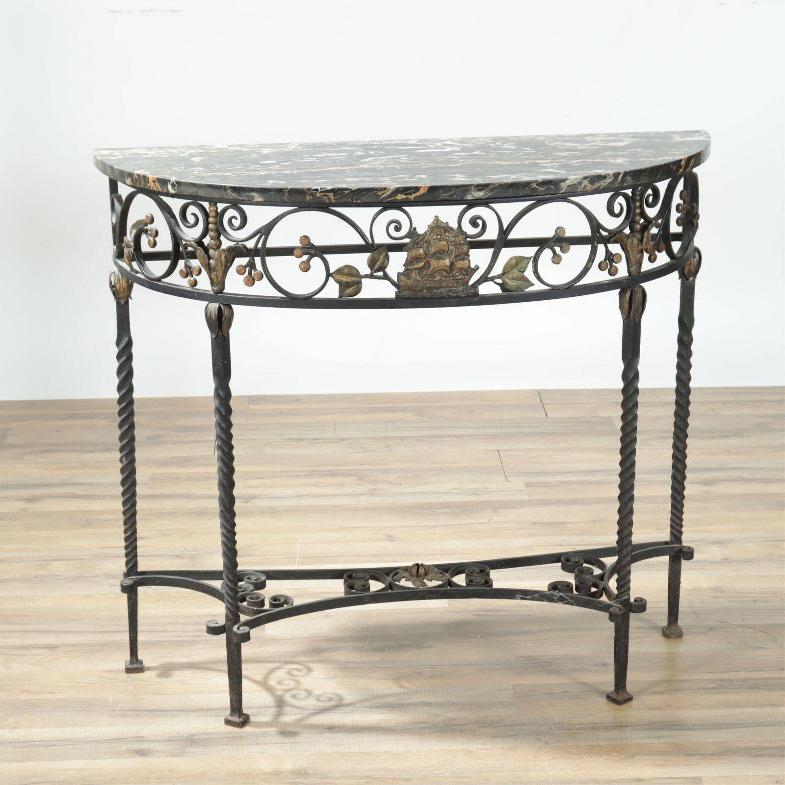 Renaissance Revival Gold & Black Iron Console (1 of 7)