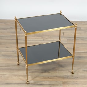 Asprey Style Brass Two-Tier Side Table