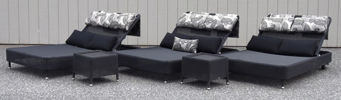 3 Cane-line Outdoor Chaise Lounge Chairs & Tables