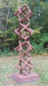 Contemporary Open Cube Form Outdoor Sculpture