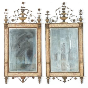 Pair of Northern Italian Gilt & Marble Mirror, 19th C
