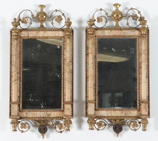 Pair of Italian Classical Marble Mirrors