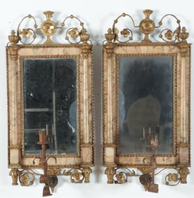 Pair of Italian Classical Marble Girandoles