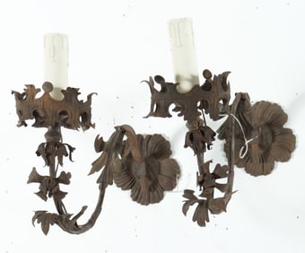 Pair of Spanish Baroque Style Iron Wall Lights