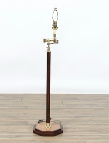 Georgian Style Inlaid Rosewood and Brass Lamp