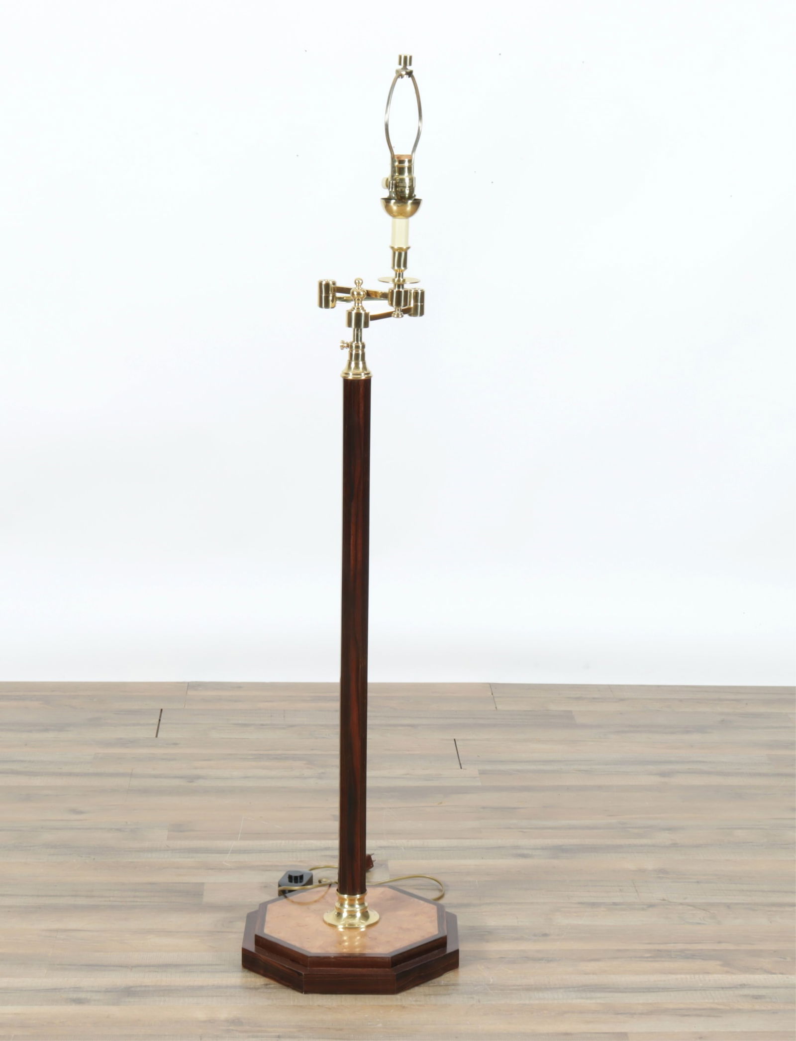 Georgian Style Inlaid Rosewood and Brass Lamp (1 of 5)