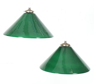 Pair of Green Case Glass Triangular Shades
