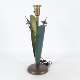 Mid Century Painted Metal Cattail Lamp