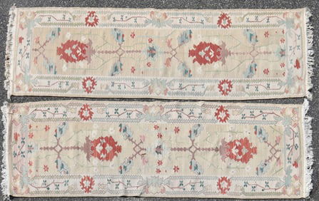 Pair of Oushak Style Runner Rugs 2-7 x 8