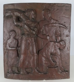 Gunnar Finne - Sewing the Fields, Bronze Relief
