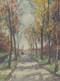 Hans Gleissner - Impressionist River Walk O/C