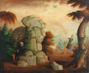 American School, Resurrection Scene O/C 19th C