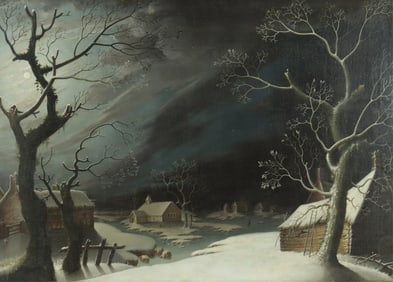 19th C. Am/Eur. School - Moonlight Landscape - O/C