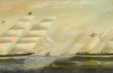 English School, Schooner Ship O/C, 19th C